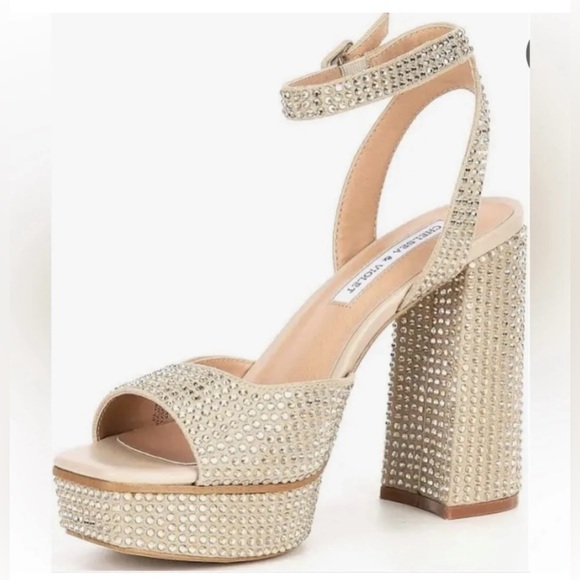 Embellished Rhinestone Platform Dress Sandals - Picture 5 of 8